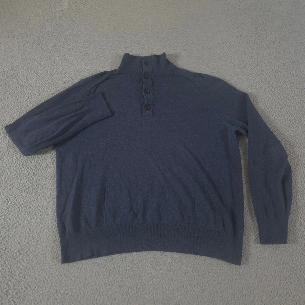 Banana Republic Sweater Mens XL Cotton Cashmere Stand Collar Pullover Henley Top